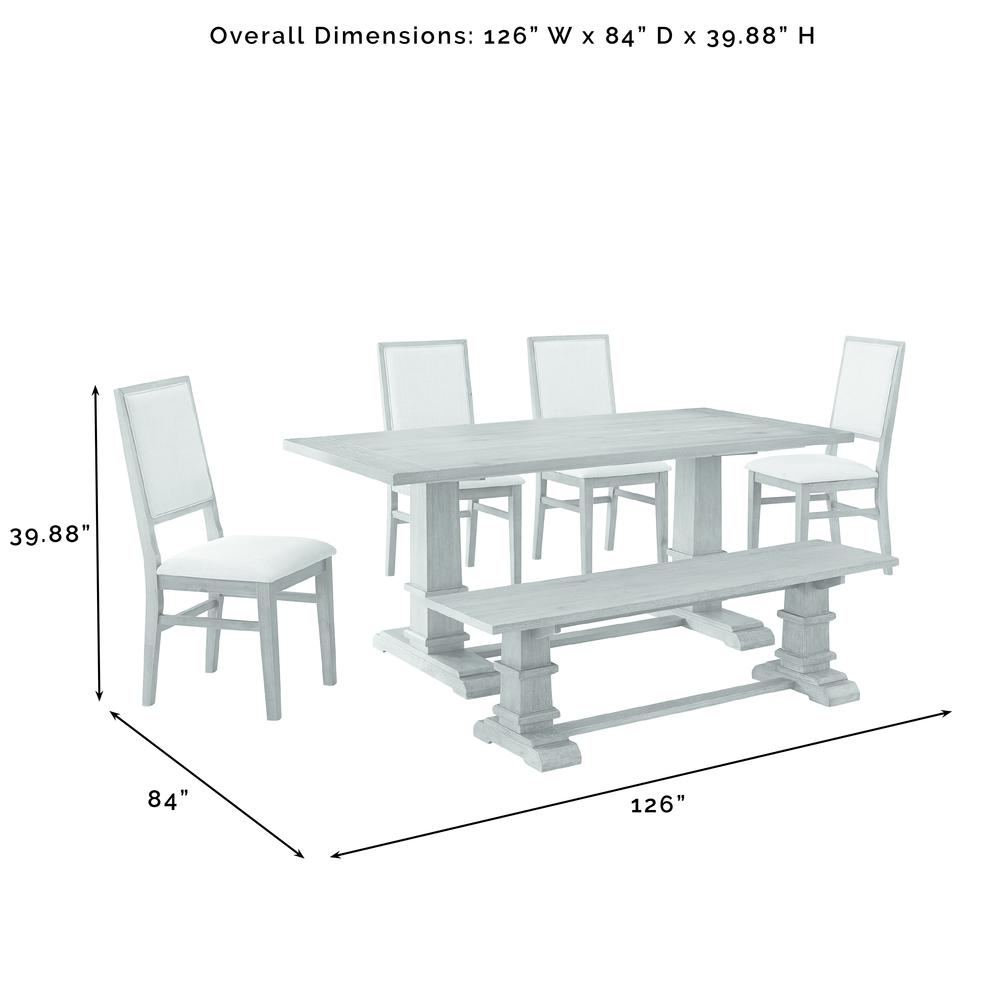 Joanna 6-Piece Dining Table Set For 7 - Table, Bench, & 4 Upholstered Chairs. Picture 10