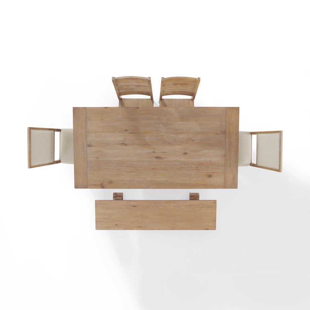 6-Piece Dining Table Set For 7, Table, Bench, 2 Ladder-Back Chairs, 2 Arm Chairs. Picture 9