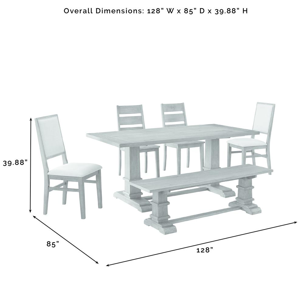 6-Piece Dining Table Set For 7, Table, Bench, 2 Ladder-Back Chairs, 2 Arm Chairs. Picture 10