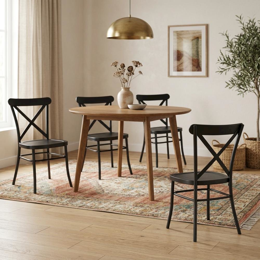 Metal Dining Chair Set in Sleek Finish with Comfortable Back Support. Picture 3