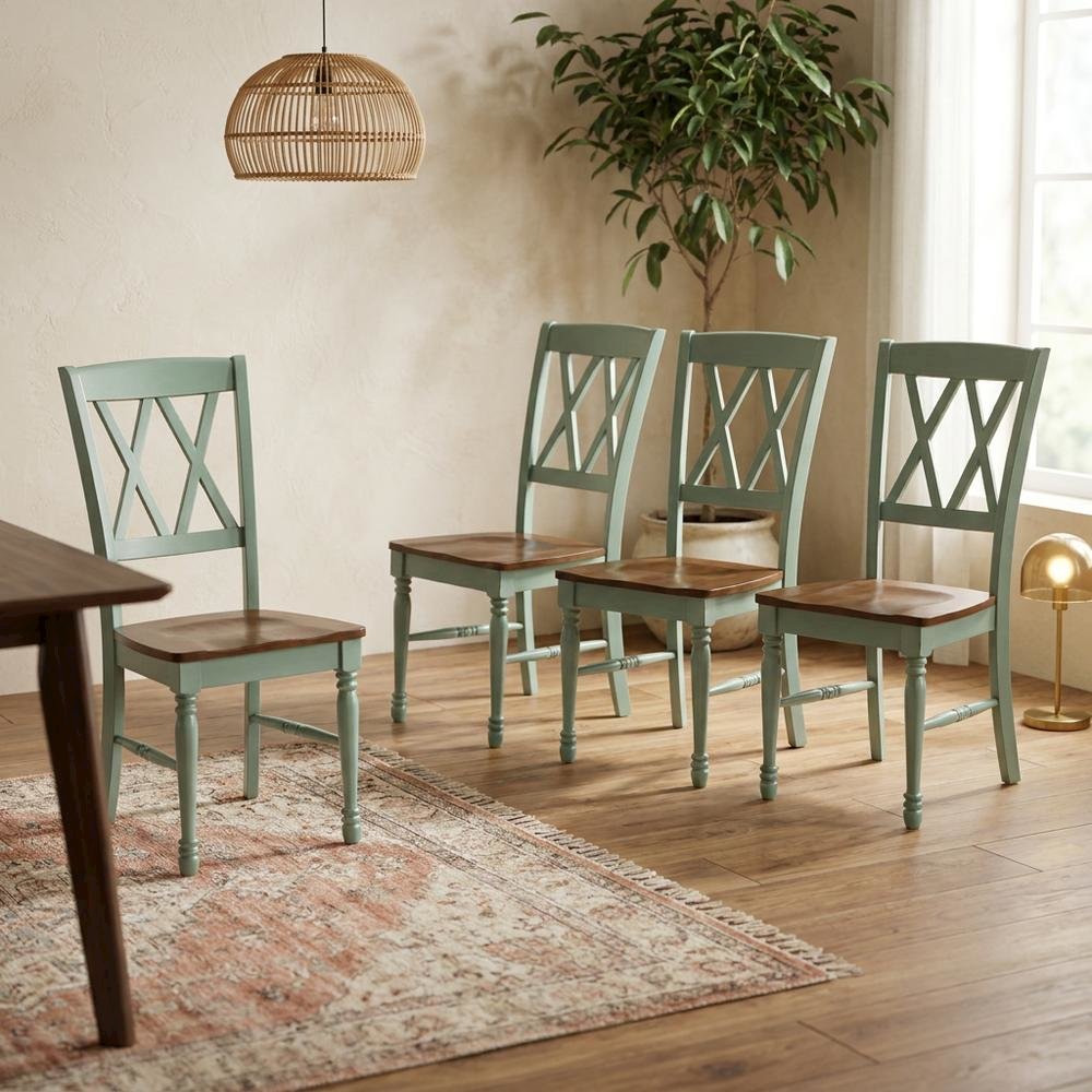 Set of four dining chairs with ergonomic back support and sturdy construction. Picture 2