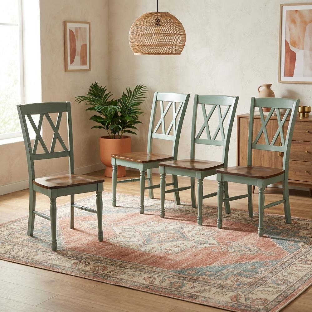 Set of four dining chairs with ergonomic back support and sturdy construction. Picture 3