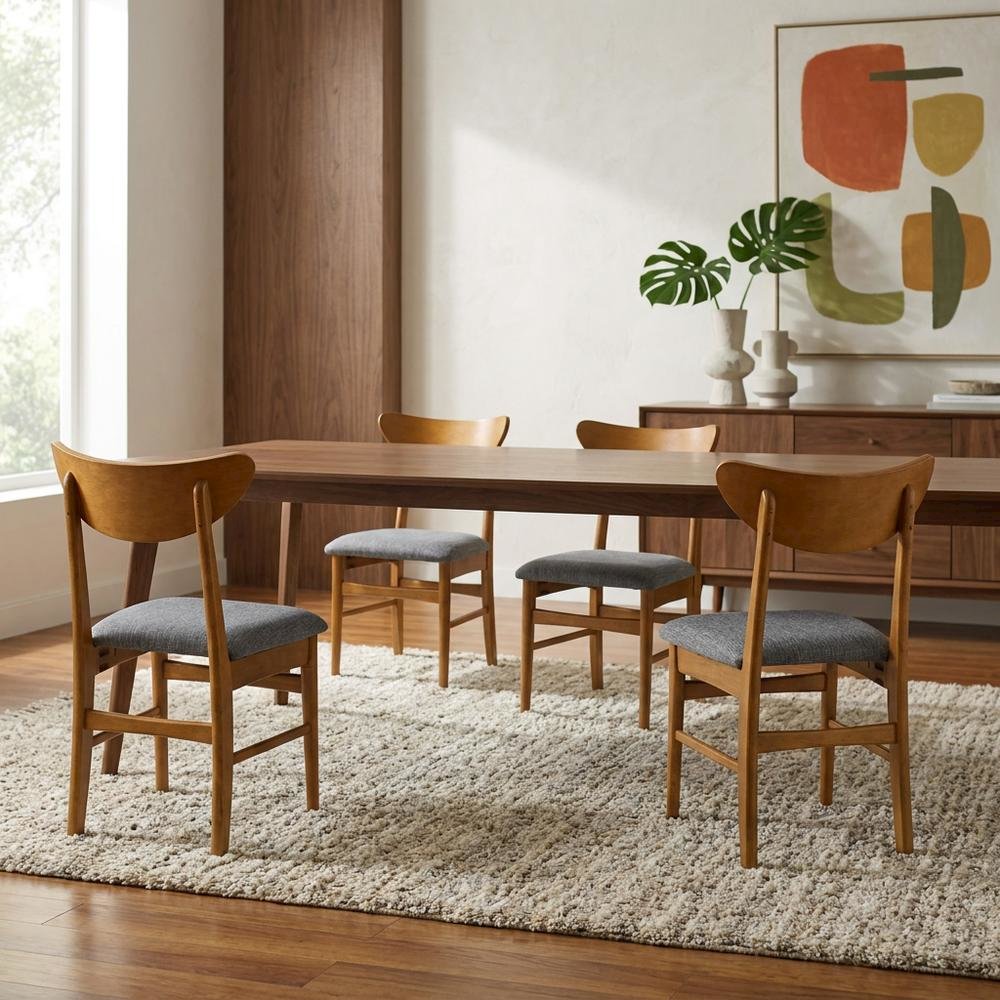 Wood Dining Chairs Set with Cushioned Seats and Sturdy Frame, 4-Piece. Picture 3