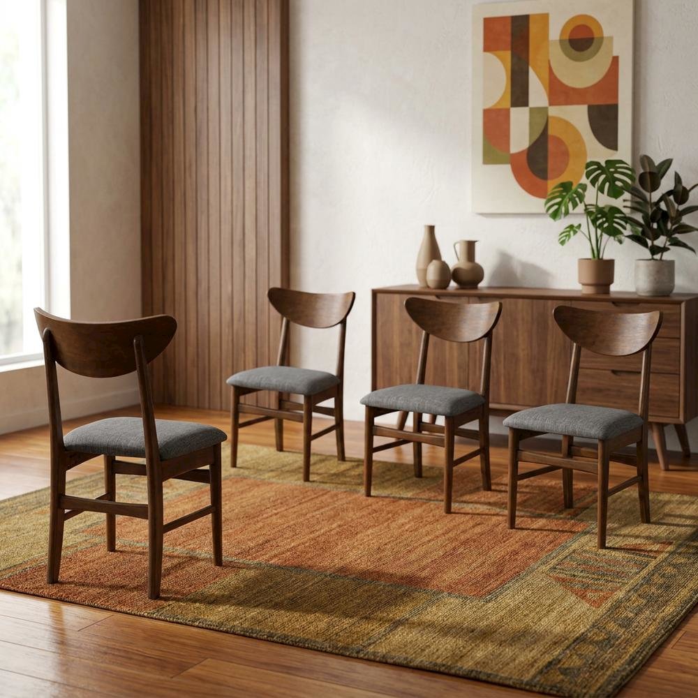 Wood Dining Chair Set with Comfortable Backrest and Sturdy Frame. Picture 3