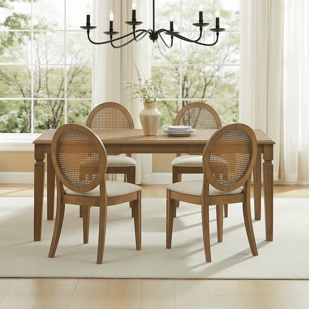 Katia 5Pc Dining Table Set For 4 Cane-Back Chairs - Table & 4 Cane-Back Chairs. Picture 7