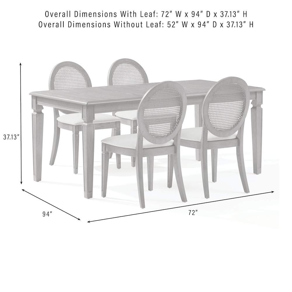 Katia 5Pc Dining Table Set For 4 Cane-Back Chairs - Table & 4 Cane-Back Chairs. Picture 12