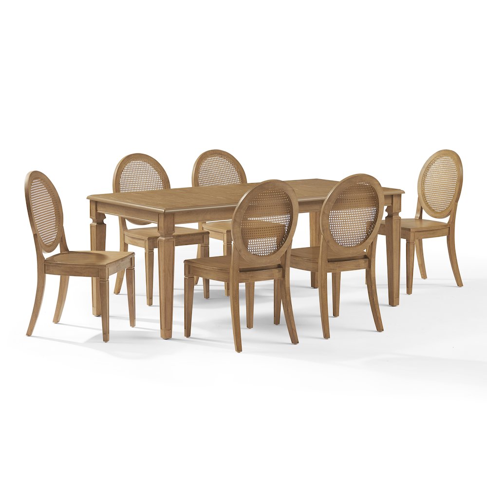 7-Piece Dining Table Set For 6 With Cane-Back Chairs, Table, 6 Cane-Back Chairs. Picture 1