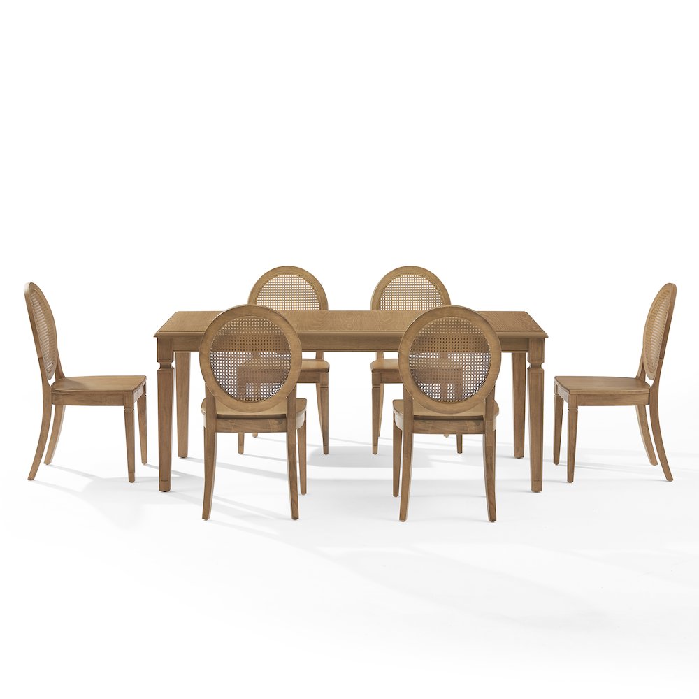 7-Piece Dining Table Set For 6 With Cane-Back Chairs, Table, 6 Cane-Back Chairs. Picture 4