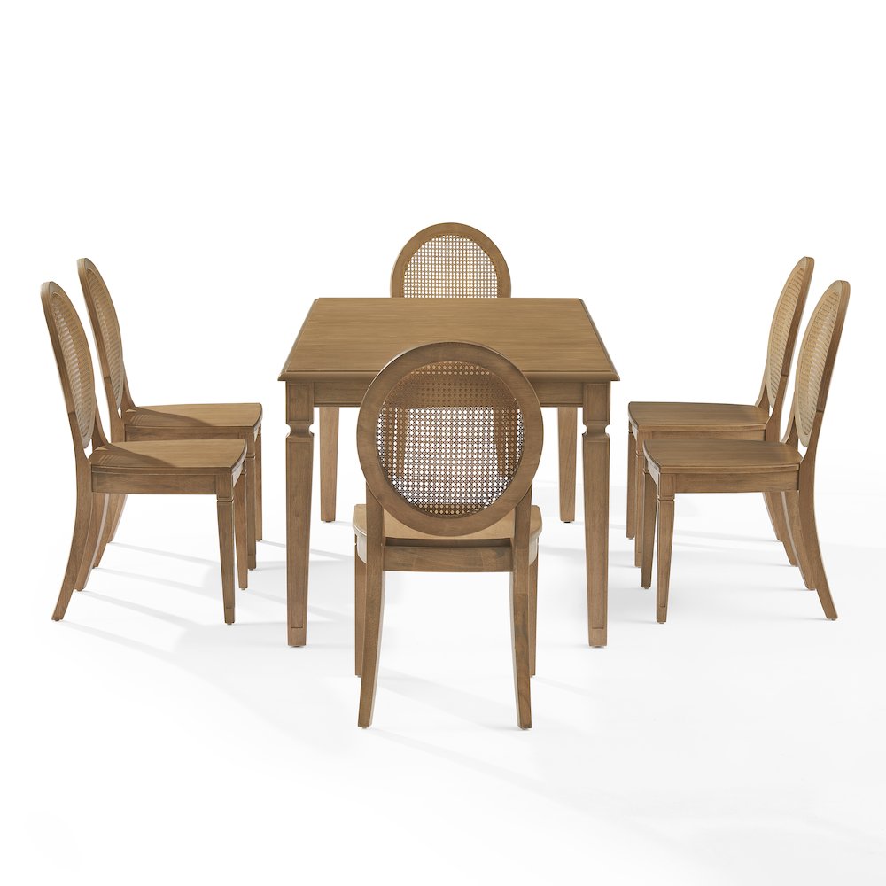 7-Piece Dining Table Set For 6 With Cane-Back Chairs, Table, 6 Cane-Back Chairs. Picture 2