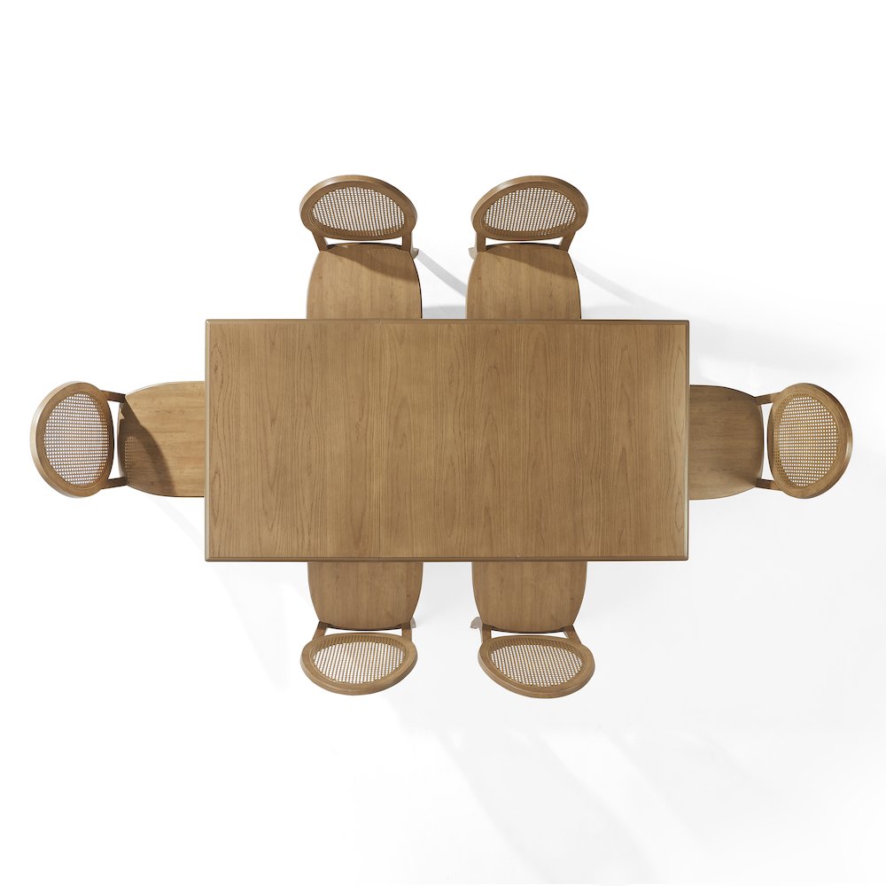 7-Piece Dining Table Set For 6 With Cane-Back Chairs, Table, 6 Cane-Back Chairs. Picture 3