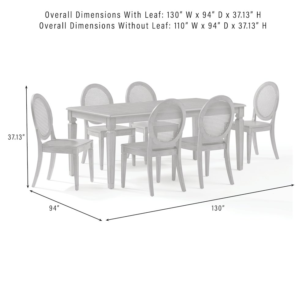 7-Piece Dining Table Set For 6 With Cane-Back Chairs, Table, 6 Cane-Back Chairs. Picture 10
