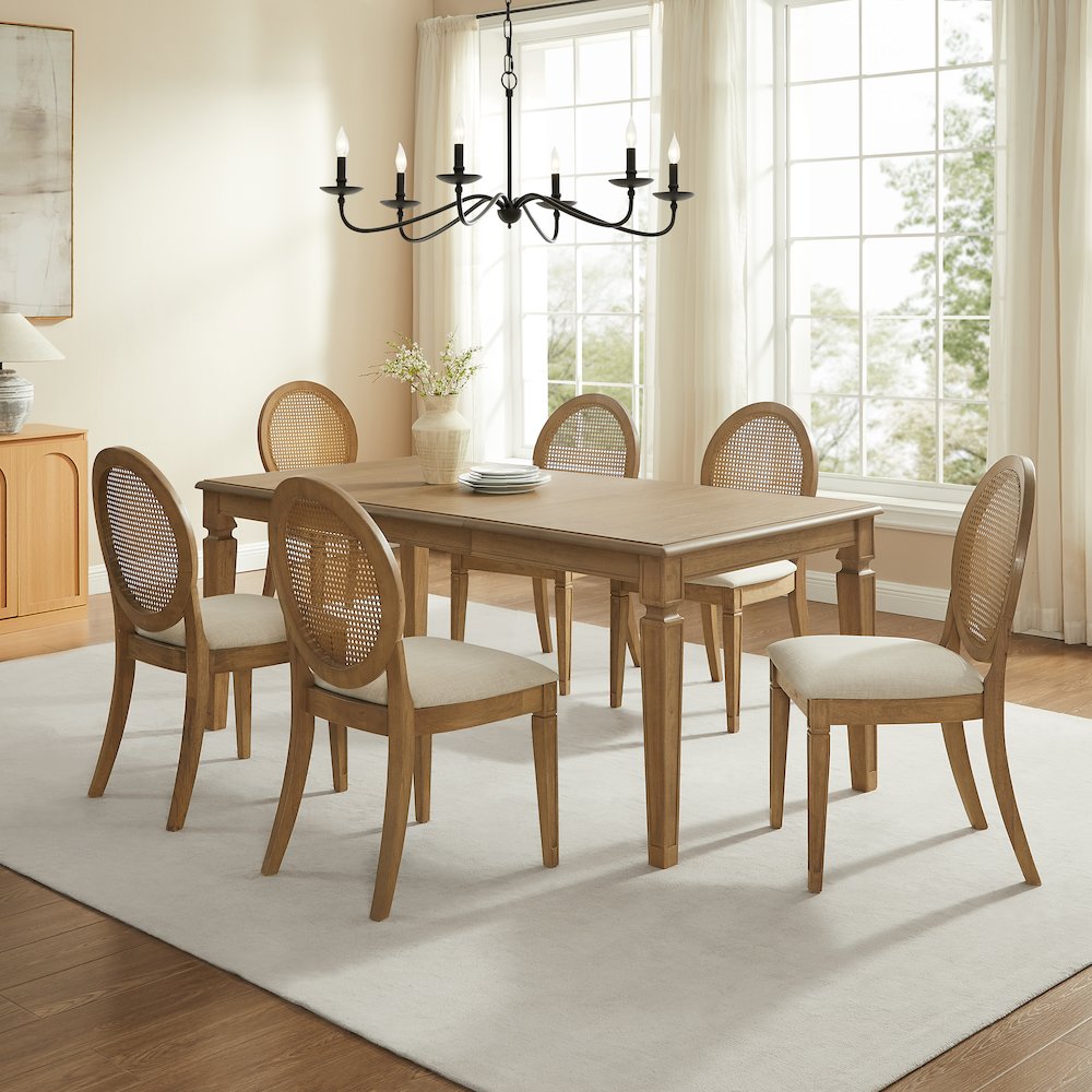 Katia 7Pc Dining Table Set For 6 Cane-Back Chairs - Table & 6 Cane-Back Chairs. Picture 5