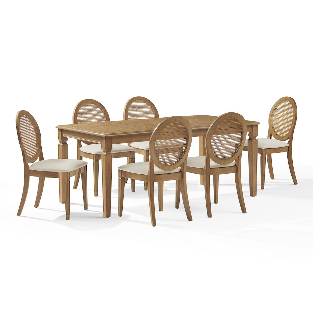 Katia 7Pc Dining Table Set For 6 Cane-Back Chairs - Table & 6 Cane-Back Chairs. Picture 1