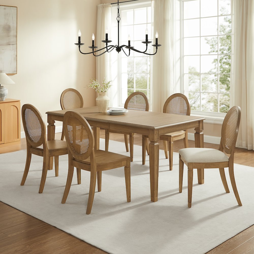 Katia 7Pc Dining Set With Table, 4 Cane-Back Chairs, & 2 Cane-Back Chairs. Picture 5