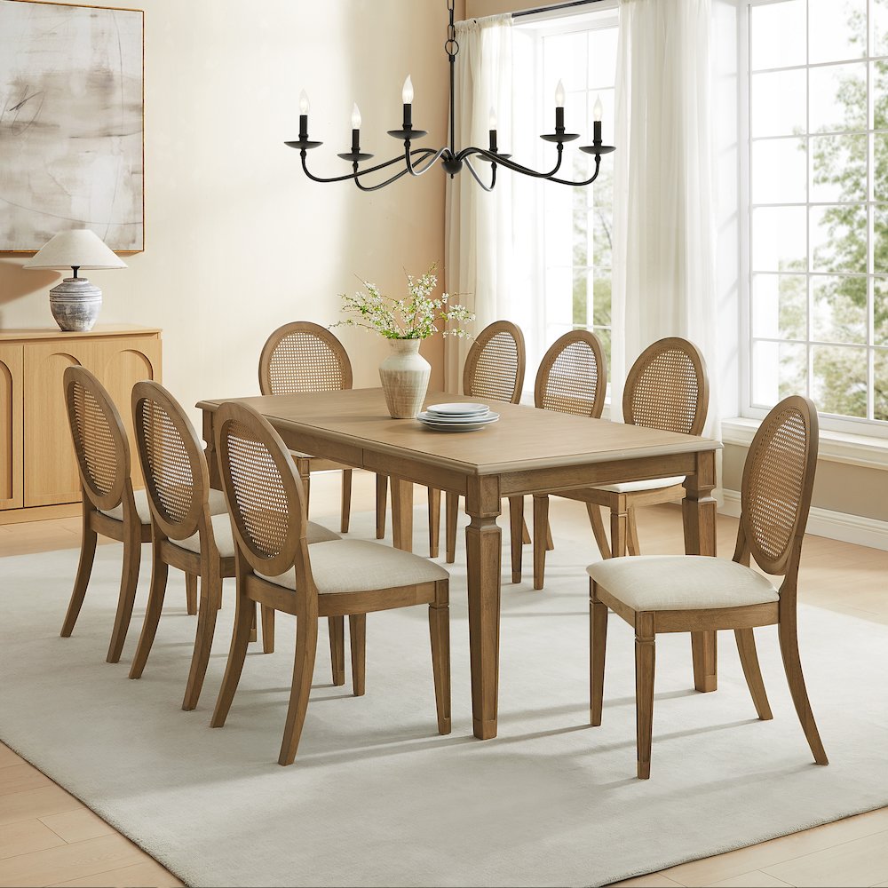 Katia 9Pc Dining Table Set For 8 Cane-Back Chairs - Table & 8 Cane-Back Chairs. Picture 5