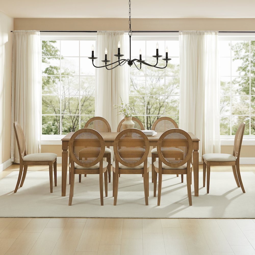 Katia 9Pc Dining Table Set For 8 Cane-Back Chairs - Table & 8 Cane-Back Chairs. Picture 6