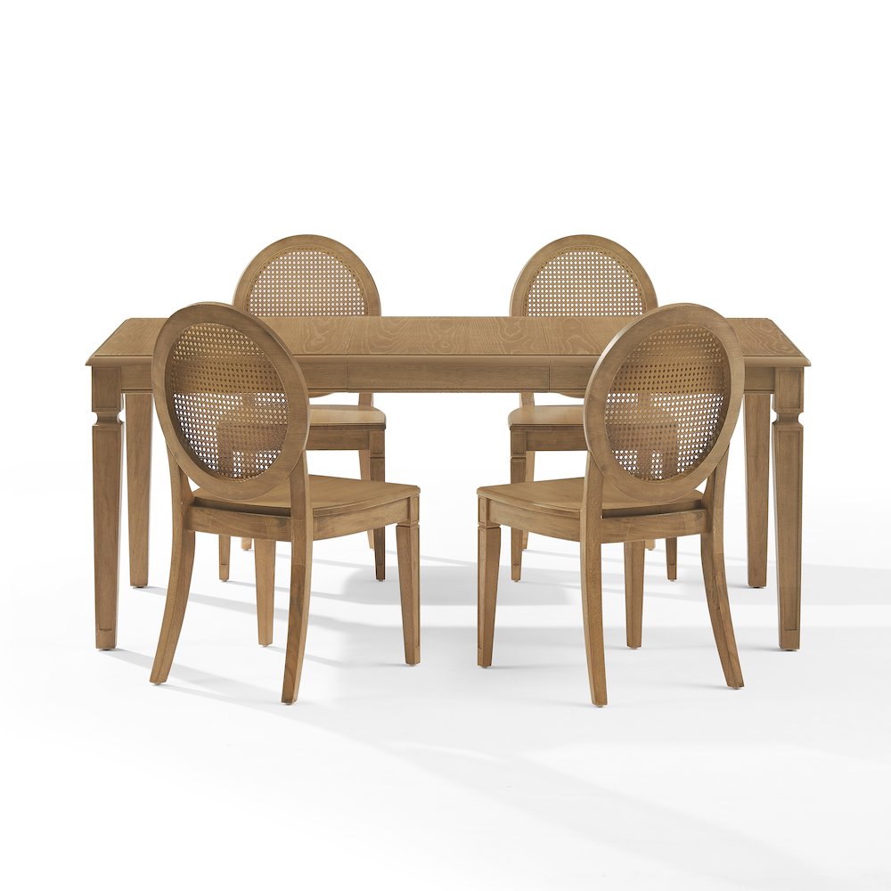 5-Piece Dining Table Set For 4 With Cane-Back Chairs, Table, 4 Cane-Back Chairs. Picture 4