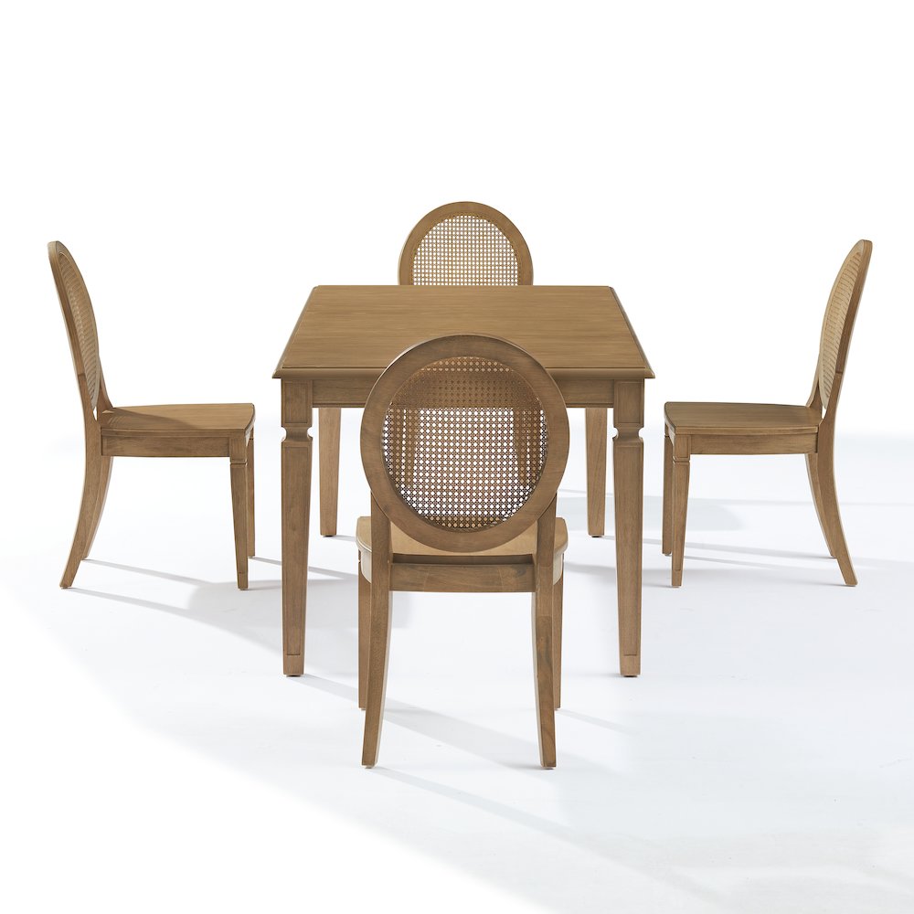 5-Piece Dining Table Set For 4 With Cane-Back Chairs, Table, 4 Cane-Back Chairs. Picture 2