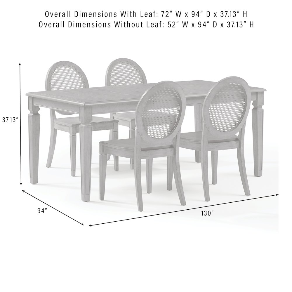 5-Piece Dining Table Set For 4 With Cane-Back Chairs, Table, 4 Cane-Back Chairs. Picture 10