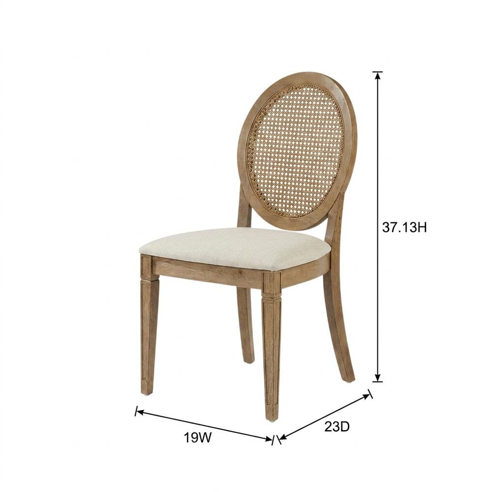 Cane-Back Dining Chair Set with Creme Accents, Upholstered Seats, 4 Pieces. Picture 8