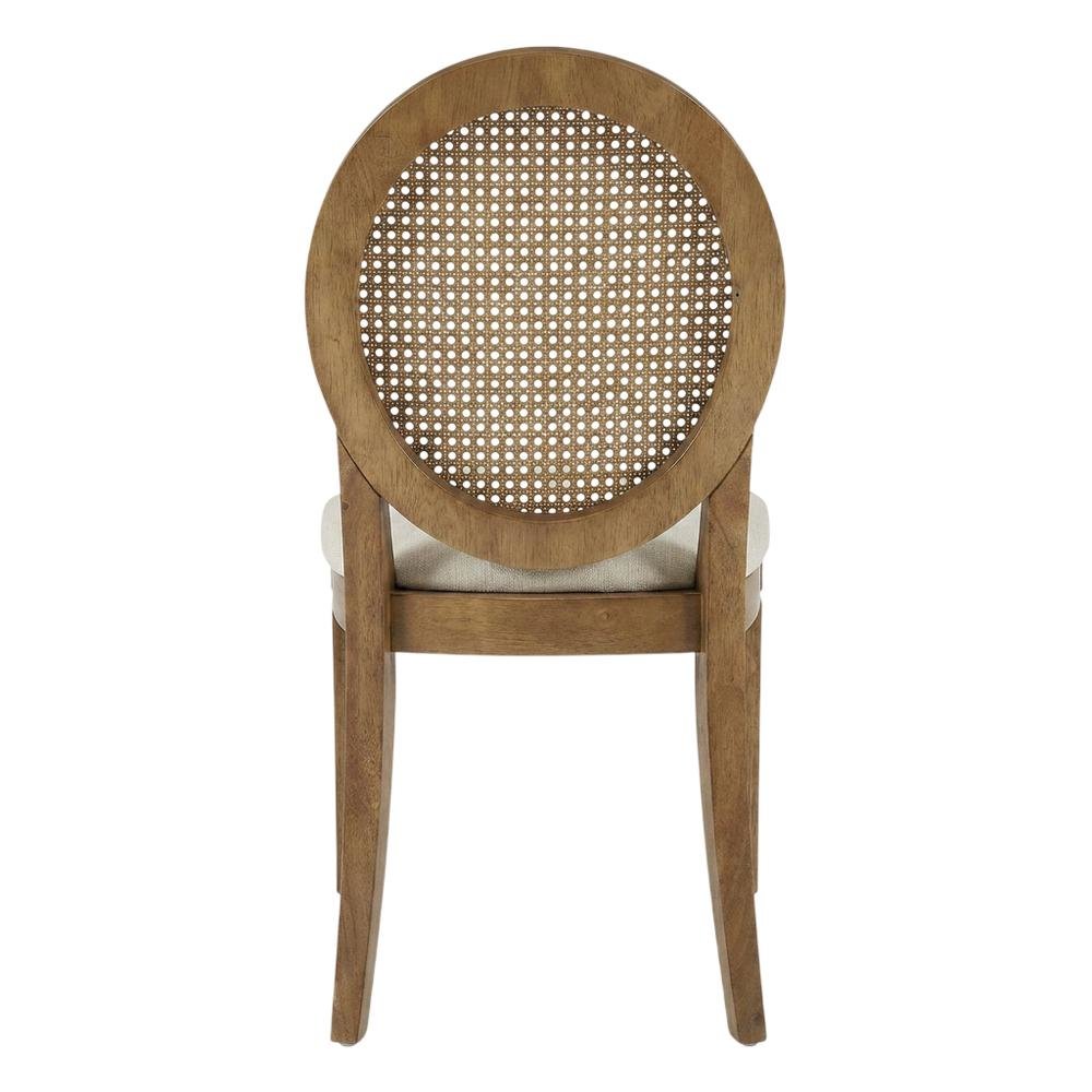 Cane-Back Dining Chair Set with Creme Accents, Upholstered Seats, 4 Pieces. Picture 5