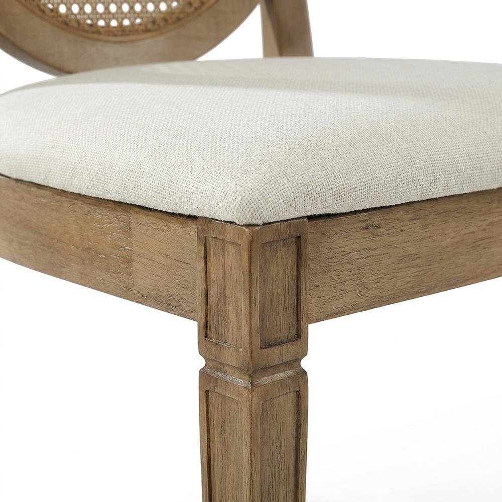 Cane-Back Dining Chair Set with Creme Accents, Upholstered Seats, 4 Pieces. Picture 7