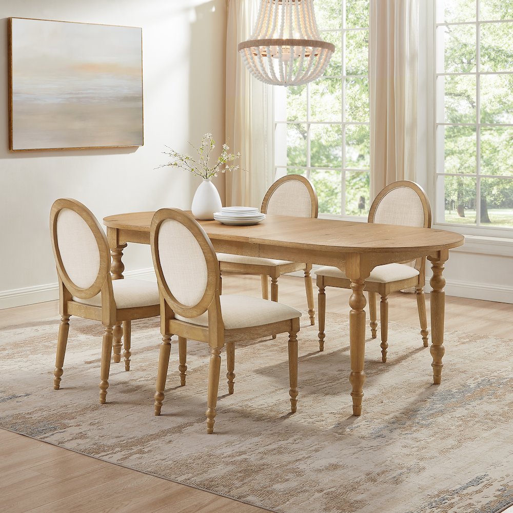 Daphne 5-Piece Dining Set For 4 Rustic Brown/Crème - Table & 4 Chairs. Picture 2