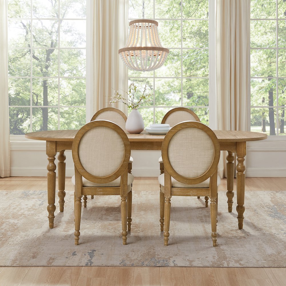 Daphne 5-Piece Dining Set For 4 Rustic Brown/Crème - Table & 4 Chairs. Picture 6