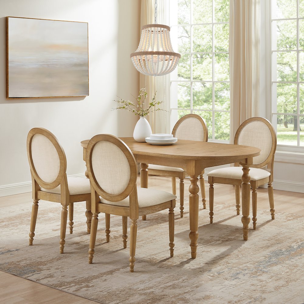Daphne 5-Piece Dining Set For 4 Rustic Brown/Crème - Table & 4 Chairs. Picture 7