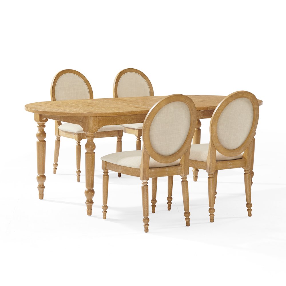 Daphne 5-Piece Dining Set For 4 Rustic Brown/Crème - Table & 4 Chairs. Picture 1