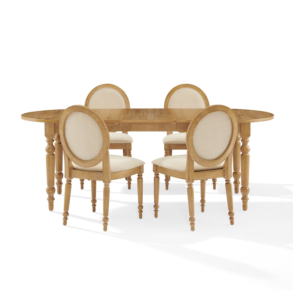 Daphne 5-Piece Dining Set For 4 Rustic Brown/Crème - Table & 4 Chairs. Picture 3