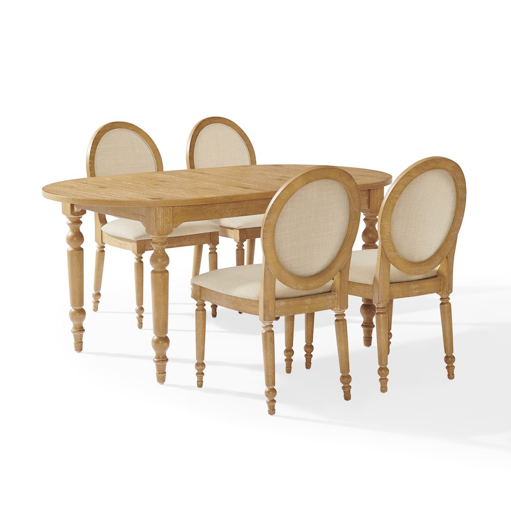 Daphne 5-Piece Dining Set For 4 Rustic Brown/Crème - Table & 4 Chairs. Picture 4