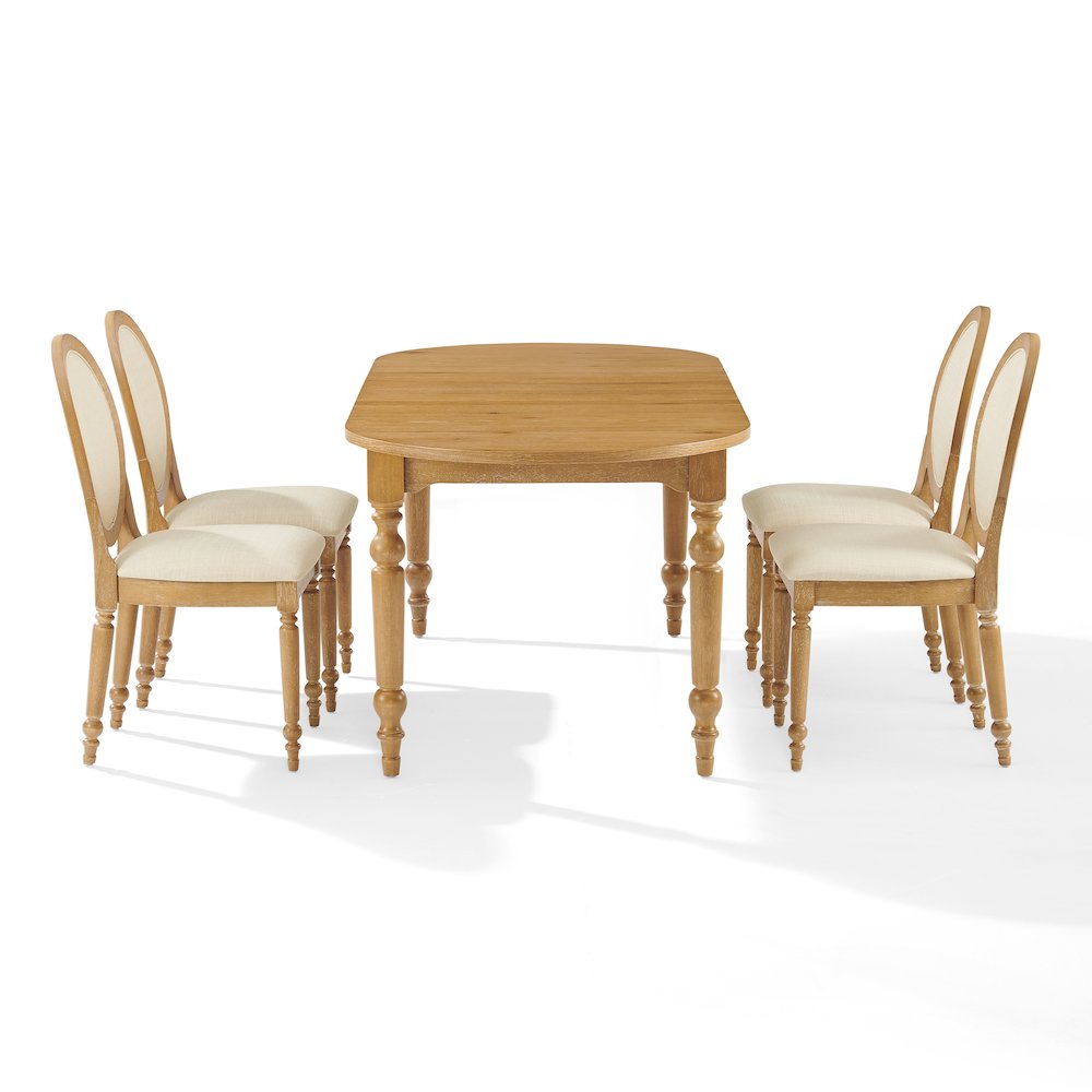 Daphne 5-Piece Dining Set For 4 Rustic Brown/Crème - Table & 4 Chairs. Picture 5