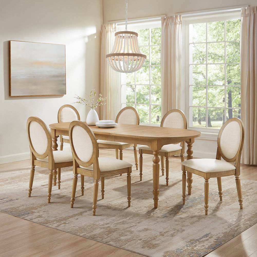 Daphne 7-Piece Dining Set For 6 Rustic Brown/Crème - Table & 6 Chairs. Picture 2