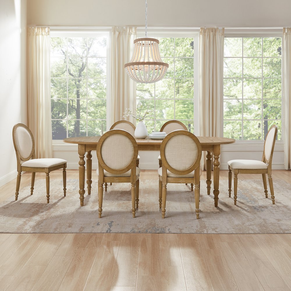 Daphne 7-Piece Dining Set For 6 Rustic Brown/Crème - Table & 6 Chairs. Picture 6
