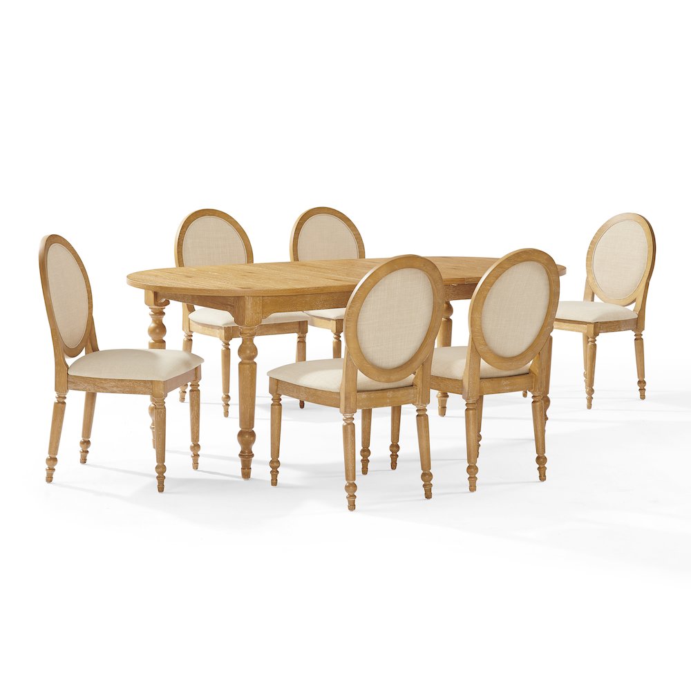 Daphne 7-Piece Dining Set For 6 Rustic Brown/Crème - Table & 6 Chairs. Picture 1