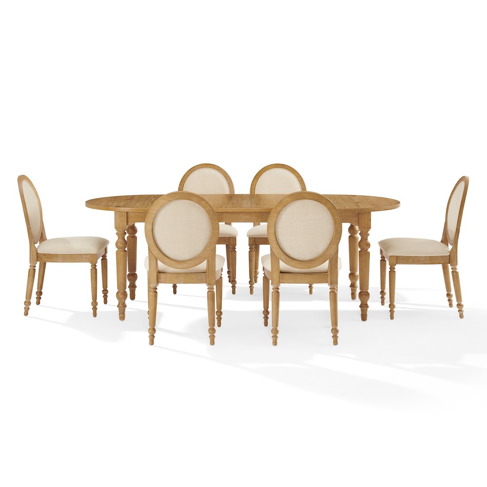 Daphne 7-Piece Dining Set For 6 Rustic Brown/Crème - Table & 6 Chairs. Picture 3
