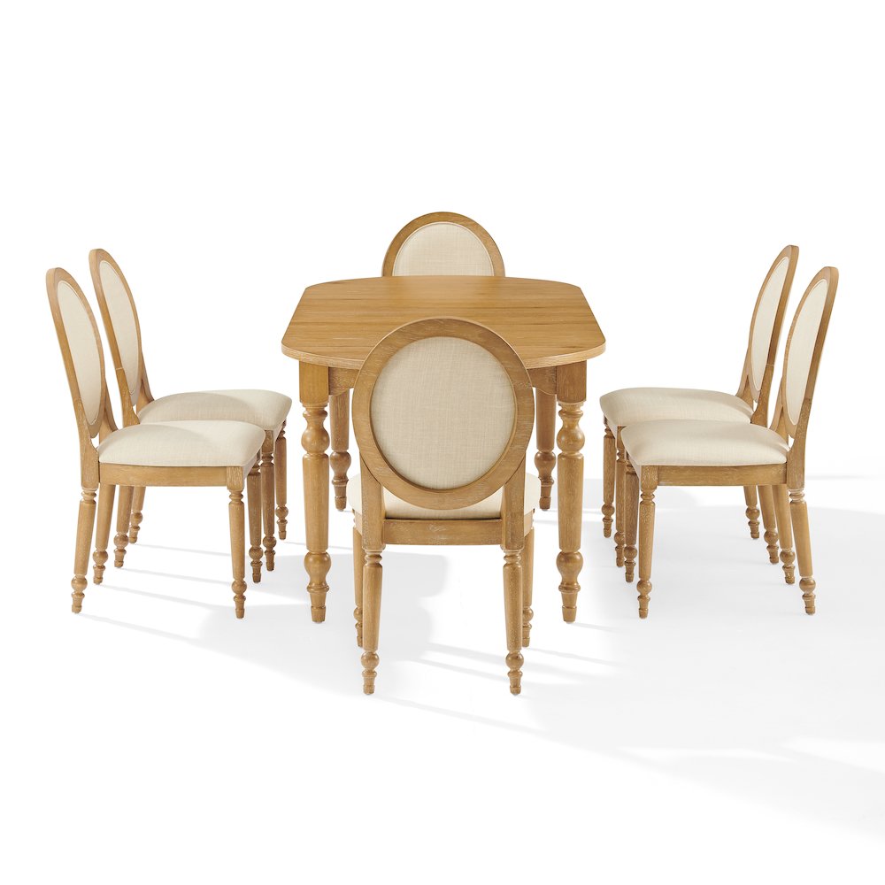 Daphne 7-Piece Dining Set For 6 Rustic Brown/Crème - Table & 6 Chairs. Picture 4