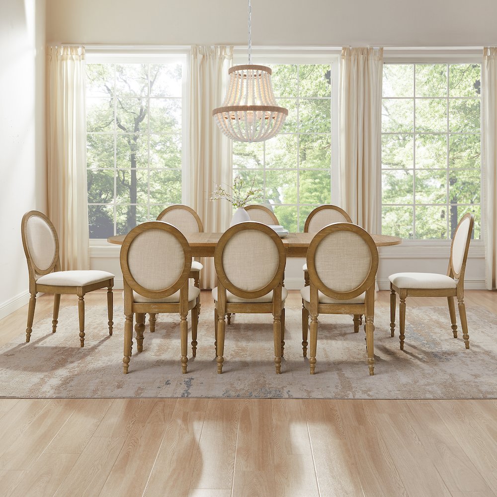 Daphne 9-Piece Dining Set For 8 Rustic Brown/Crème - Table & 8 Chairs. Picture 6