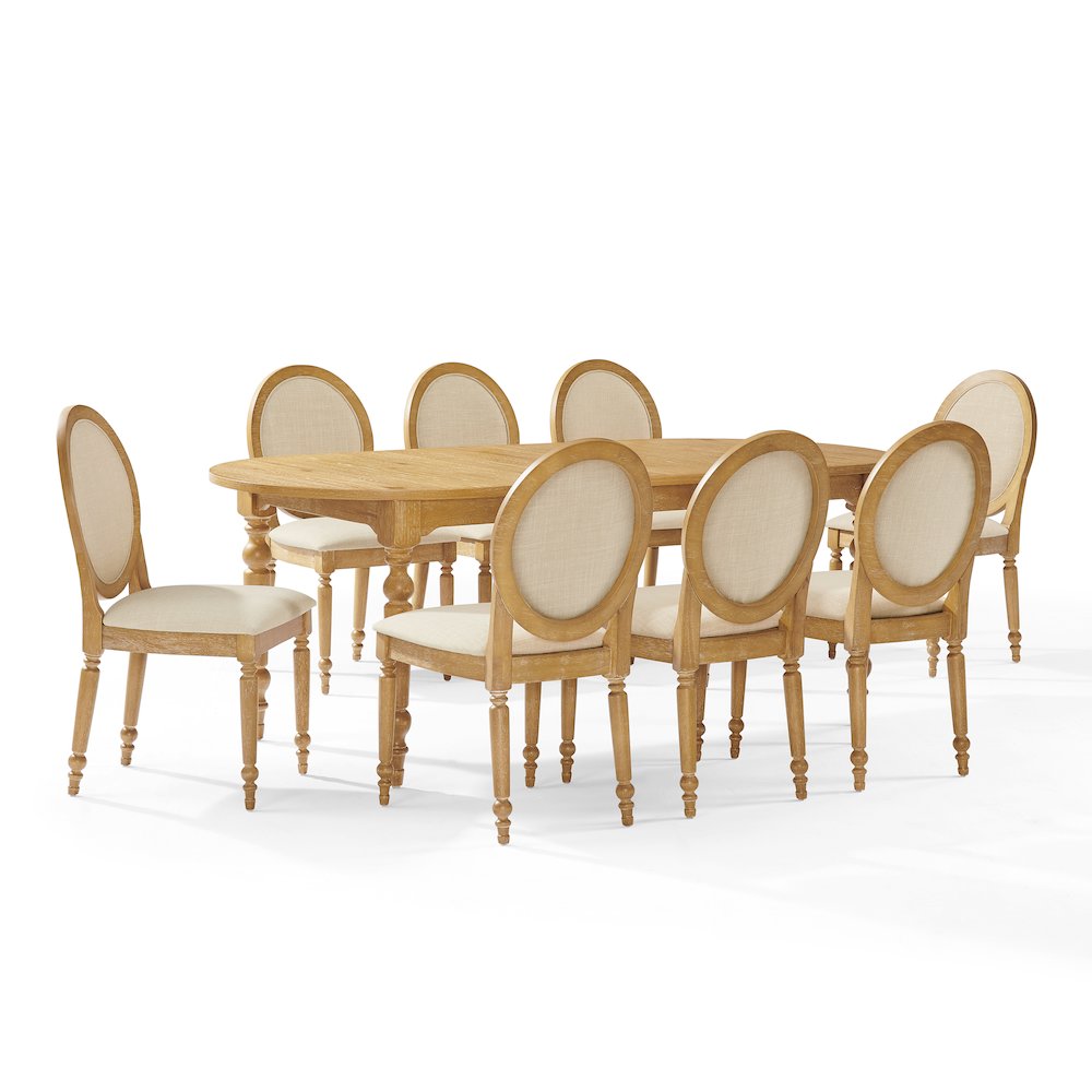 Daphne 9-Piece Dining Set For 8 Rustic Brown/Crème - Table & 8 Chairs. Picture 1