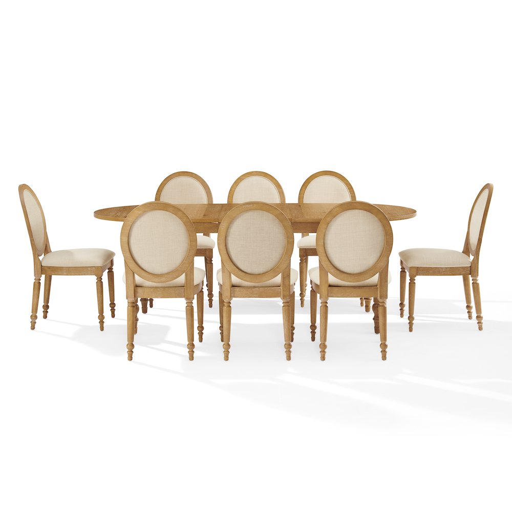 Daphne 9-Piece Dining Set For 8 Rustic Brown/Crème - Table & 8 Chairs. Picture 3