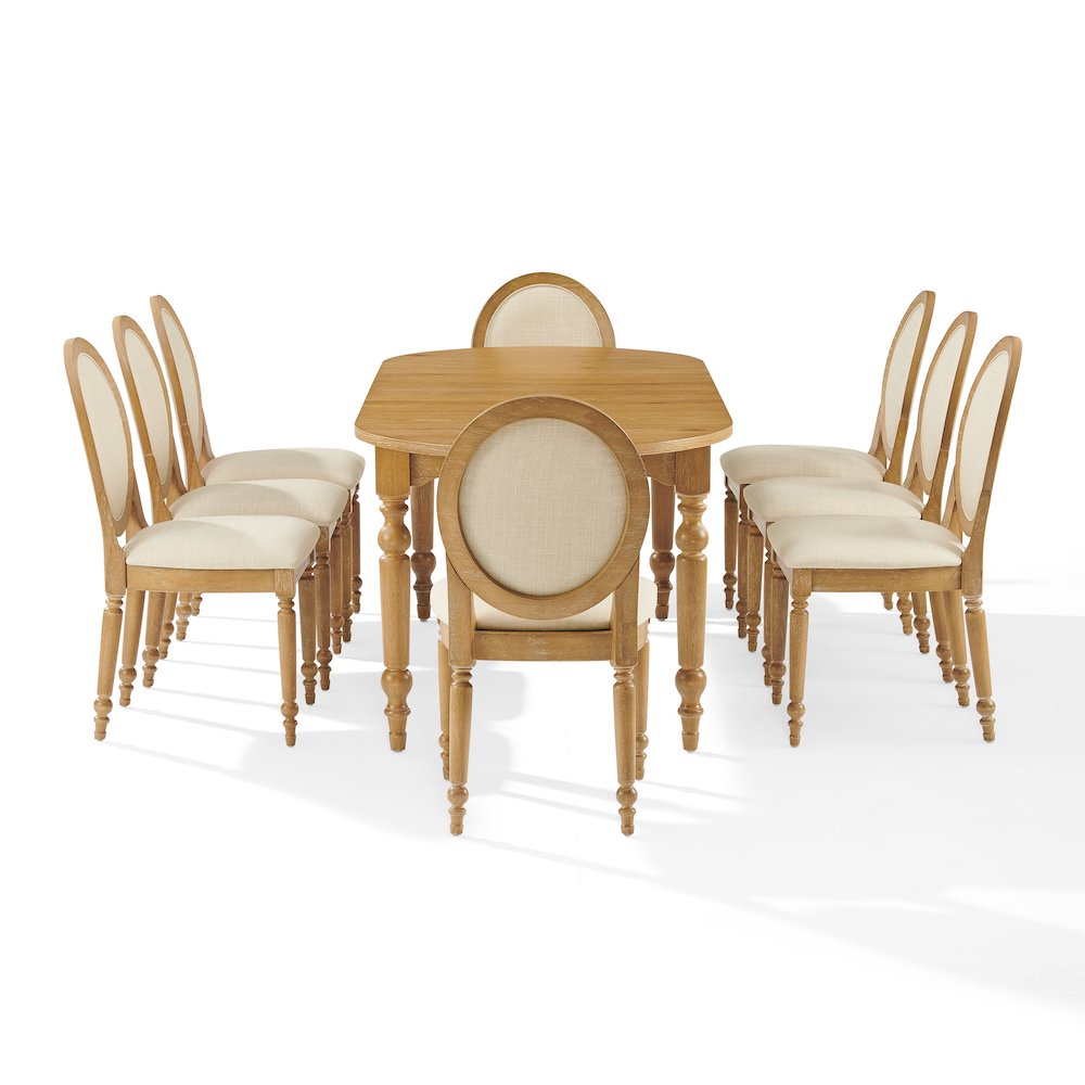 Daphne 9-Piece Dining Set For 8 Rustic Brown/Crème - Table & 8 Chairs. Picture 4