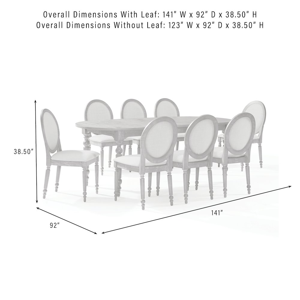 Daphne 9-Piece Dining Set For 8 Rustic Brown/Crème - Table & 8 Chairs. Picture 7