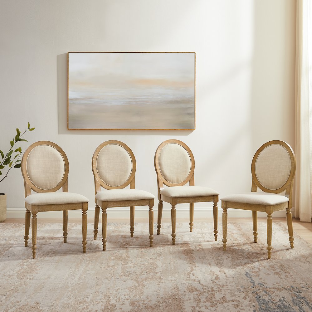 Daphne 4-Piece Dining Chair Set Rustic Brown/Crème - 4 Chairs. Picture 2