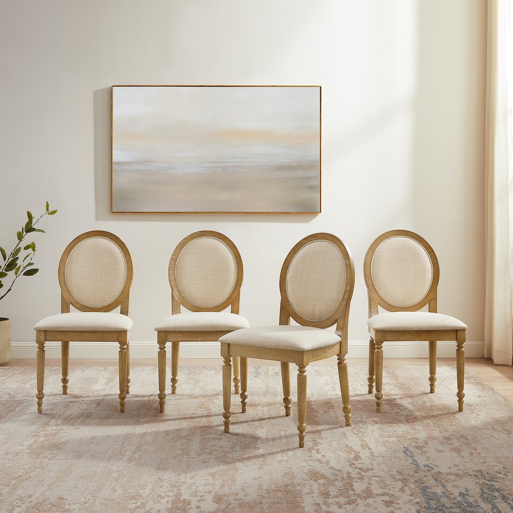 Daphne 4-Piece Dining Chair Set Rustic Brown/Crème - 4 Chairs. Picture 6