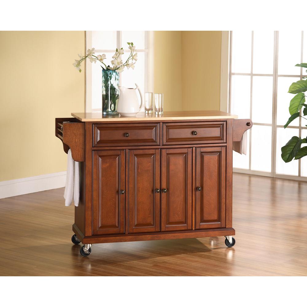 Full Size Wood Top Kitchen Cart. Picture 1