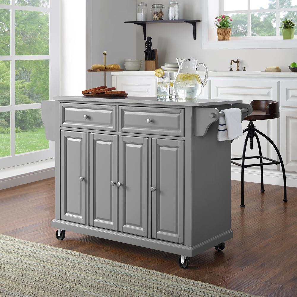 Full Size Stainless Steel Top Kitchen Cart. Picture 1