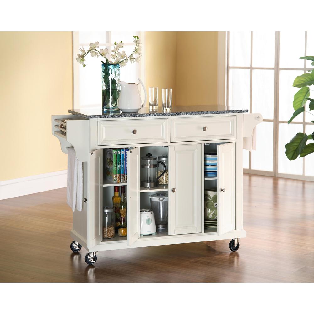 Full Size Granite Top Kitchen Cart White/Gray. Picture 2