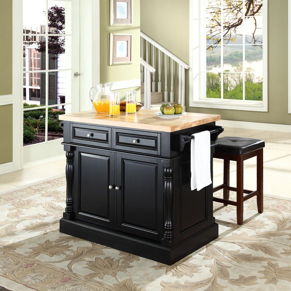 Oxford Kitchen Island W/Square Seat Stools. Picture 2