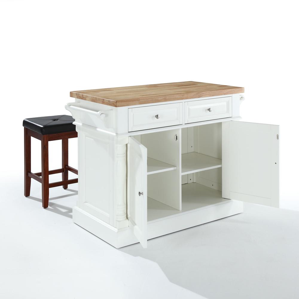 Oxford Kitchen Island W/Square Seat Stools, Kitchen Island, 2 Counter Bar Stools. Picture 5
